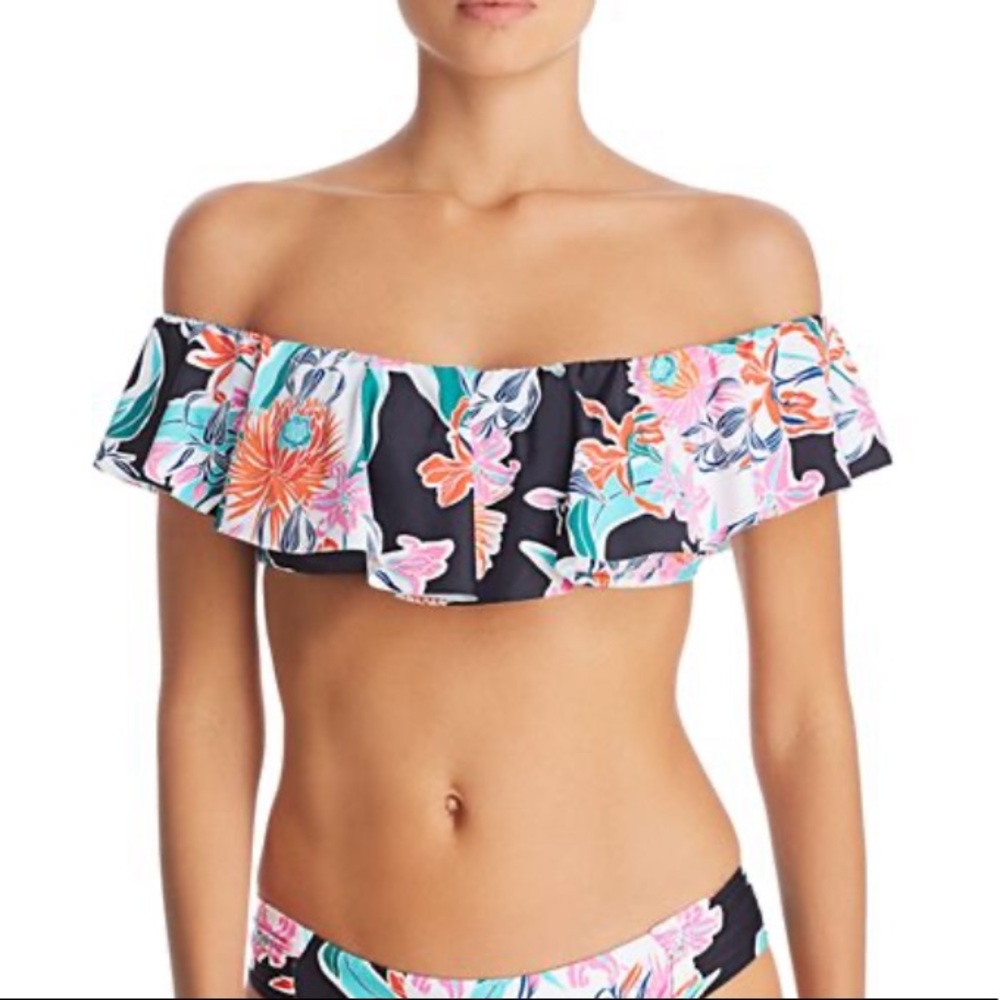 Trina Turk Tropic Wave Ruffle Bandeau Bikini Top